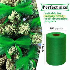 Emerald Green Tulle Fabric Rolls 6 Inch by 100 Yards (300 feet) Fabric Spool Tulle Ribbon for DIY Emerald Green Tutu Bow Baby Shower Birthday Party Wedding Decorations Christmas Craft Supplies