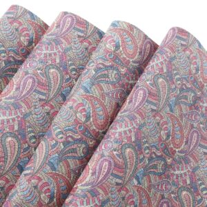 Picheng Paisley Flower Faux Leather Sheets: Paisley Cashew Flower Faux Leather Rolls 13.8"X53"(35cmX135cm) PU Solid Faux Leather Sheet for Making Crafts, Sewing DIY Projects (Paisley Flower-C)