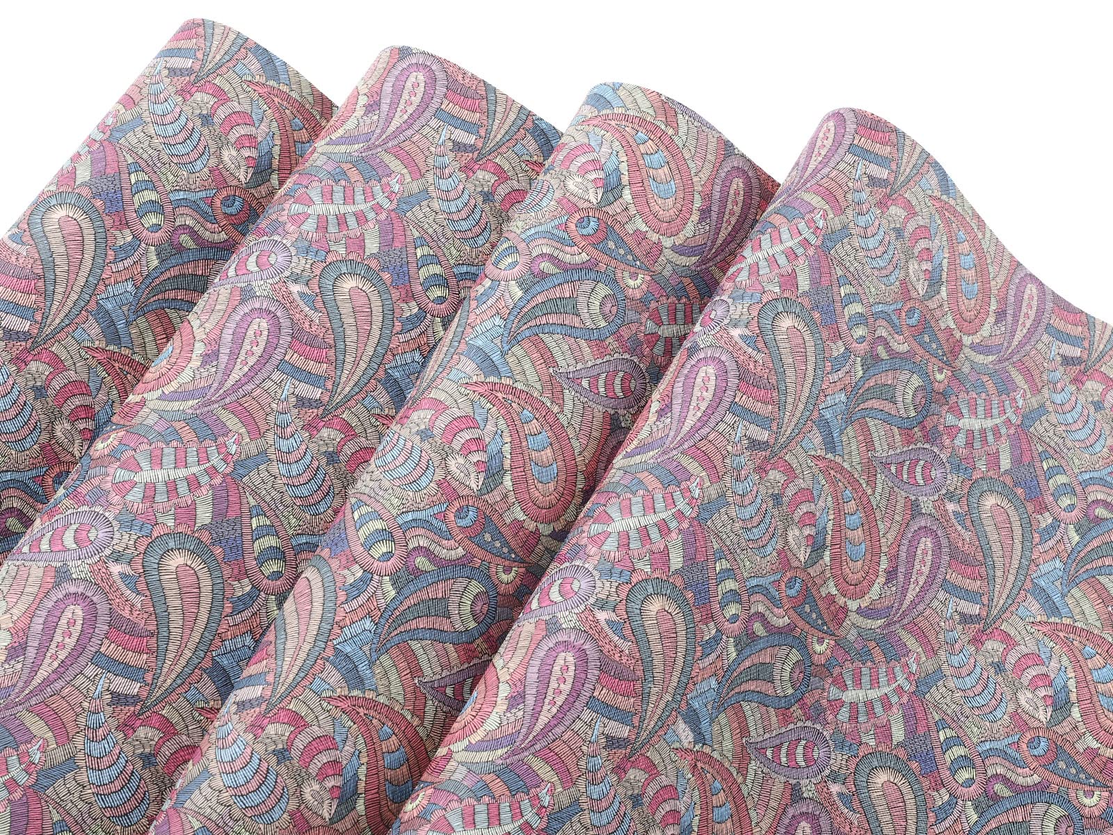 Picheng Paisley Flower Faux Leather Sheets: Paisley Cashew Flower Faux Leather Rolls 13.8"X53"(35cmX135cm) PU Solid Faux Leather Sheet for Making Crafts, Sewing DIY Projects (Paisley Flower-C)