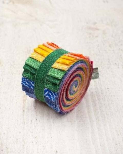 FlashPhoenix Quality Sewing Fabric – 2.5 inch Rainbow Basics Jelly Roll 100% Cotton Fabric Quilting Strips 18 Strip Size: 2.5 x 44 Inch