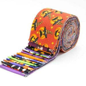 17 pc Halloween 1 Jelly Roll 2.5" pre-Cut 100% Cotton Fabric Quilting Strips