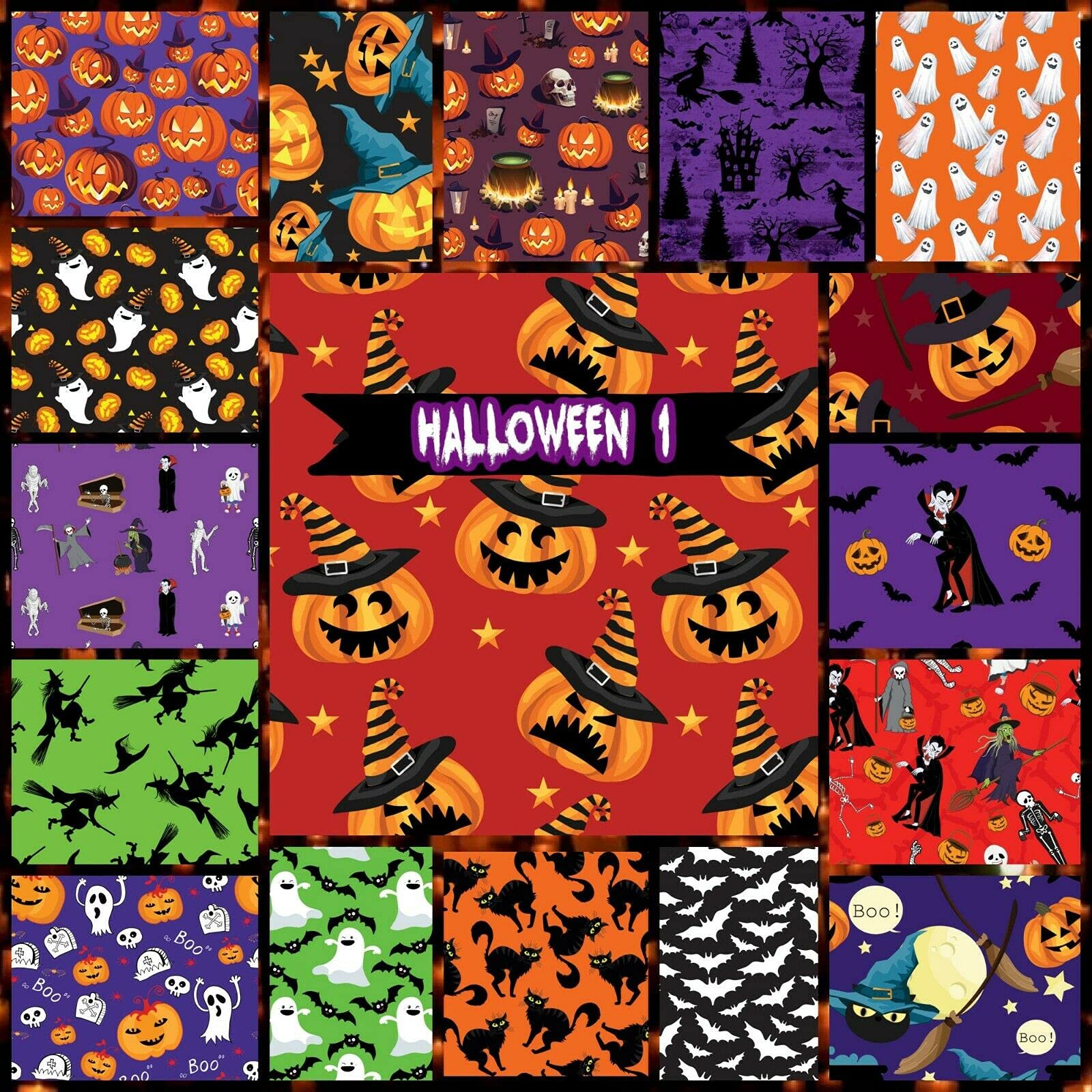 17 pc Halloween 1 Jelly Roll 2.5" pre-Cut 100% Cotton Fabric Quilting Strips