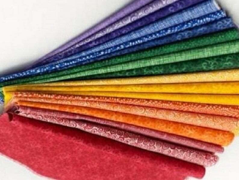 2.5 inch Rainbow Basics Jelly Roll 100% Cotton Fabric Quilting Strips 18 Strip