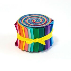 20 pc. 2.5 inch Rainbow Solids Jelly Roll 100% Cotton Fabric Quilting Strips