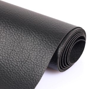 osunnus faux leather upholstery fabric by the yard vinyl fabric 55" wide outdoor pu leather sheets for home decor diy crafts chair furniture car marine upholstery, 1 yard black