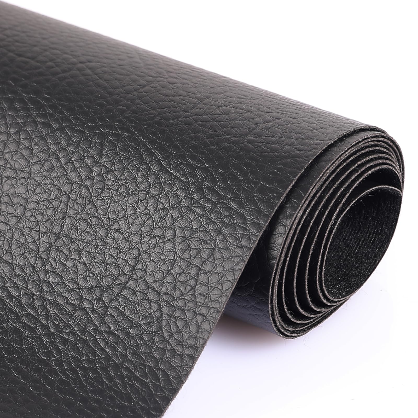 Osunnus Faux Leather Upholstery Fabric by The Yard Vinyl Fabric 55" Wide Outdoor PU Leather Sheets for Home Decor DIY Crafts Chair Furniture Car Marine Upholstery, 1 Yard Black
