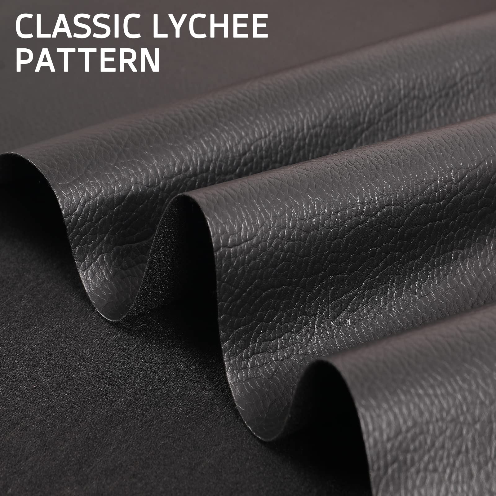 Osunnus Faux Leather Upholstery Fabric by The Yard Vinyl Fabric 55" Wide Outdoor PU Leather Sheets for Home Decor DIY Crafts Chair Furniture Car Marine Upholstery, 1 Yard Black