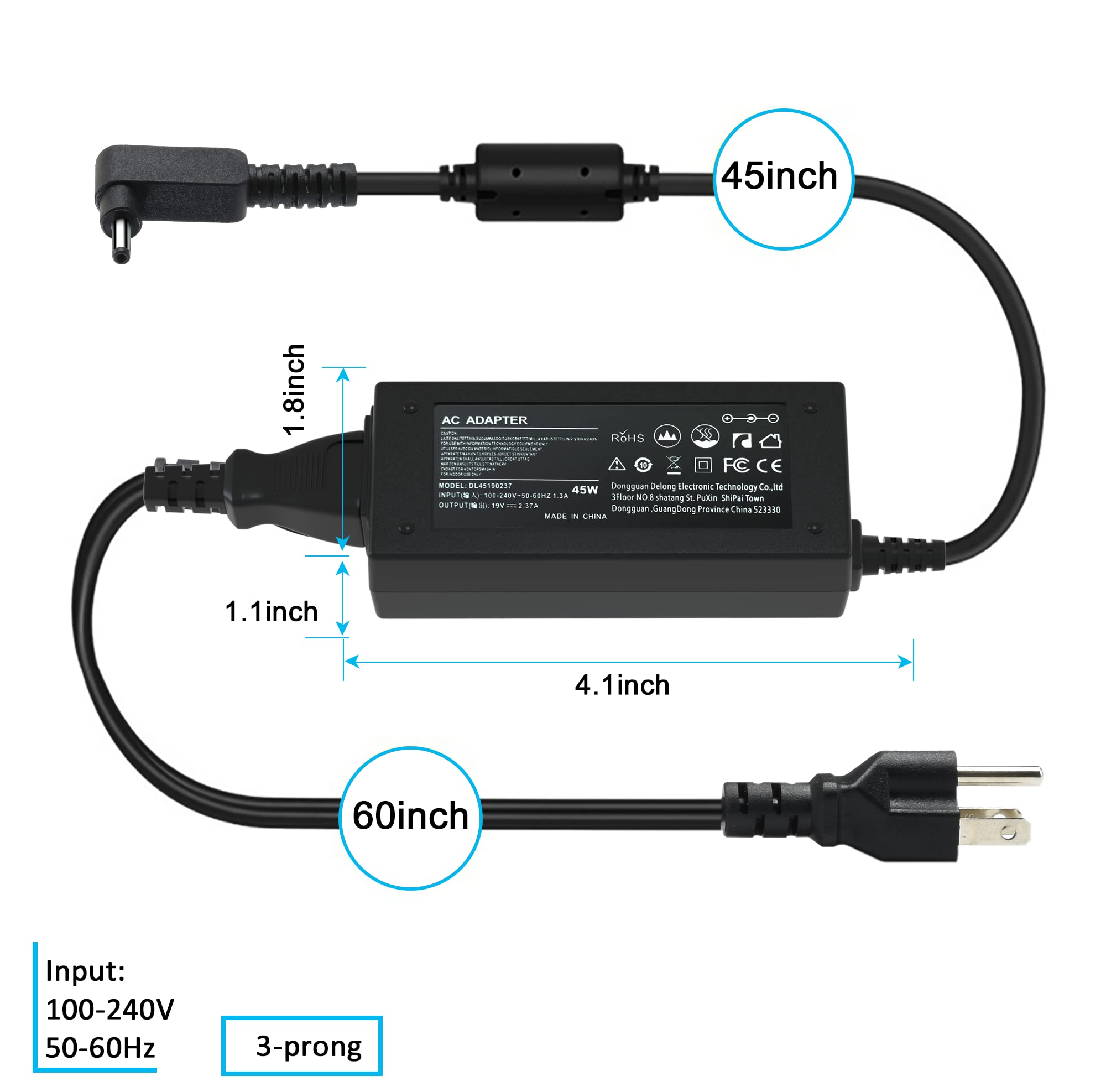 Laptop Charger for Acer Aspire 5 A515-55 A515-46 A515-56 A515-54 A517-52 A515-55 A515-56 A517-52: A515-56-32DK A515-46-R3UB A515-55-588C 55-56UK; A514-54-501z A515-44-R41B A515-54-37U3 54G-54QQ