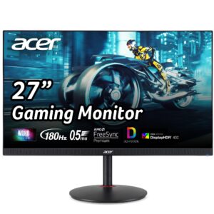 Acer Nitro 27" WQHD 2560 x 1440 PC Gaming Monitor | AMD FreeSync Premium | Up to 180Hz Refresh | Up to 0.5ms | HDR400 | DCI-P3 95% | 1 x Display Port 1.2 & 2 x HDMI 2.0 | XV272U V3bmiiprx