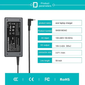 Pa-1450-26 Acer Charger Compatible with Acer Aspire a515-54 Charger for Acer a115-31-c0yl Charger and Acer Chromebook C720 Charger, Included AC Adapter and Power Cord