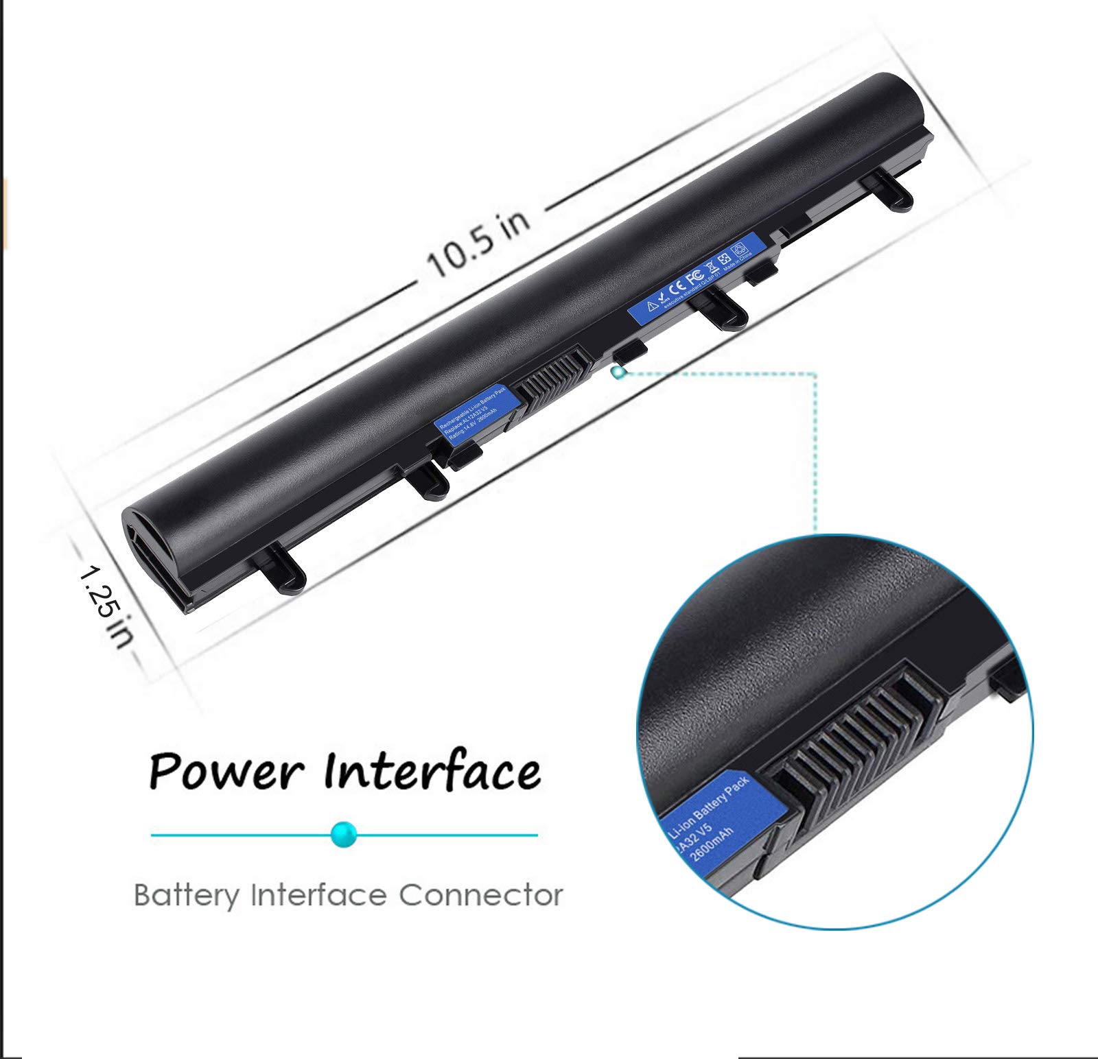 Vinpera (2600mAh AL12A32 AL12A72 Battery Replacement for ACER Aspire E1 E1-522 E1-532 E1-572 E1-572G E1-510 E1-510P V5 V5-431 V5-471 V5-471P V5-531 V5-571 V5-571P V5-571-6605