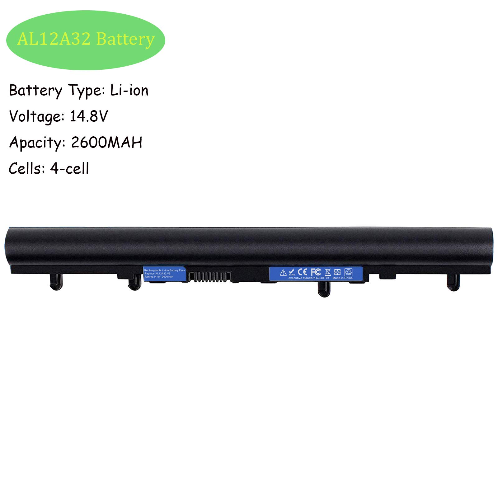 Vinpera (2600mAh AL12A32 AL12A72 Battery Replacement for ACER Aspire E1 E1-522 E1-532 E1-572 E1-572G E1-510 E1-510P V5 V5-431 V5-471 V5-471P V5-531 V5-571 V5-571P V5-571-6605