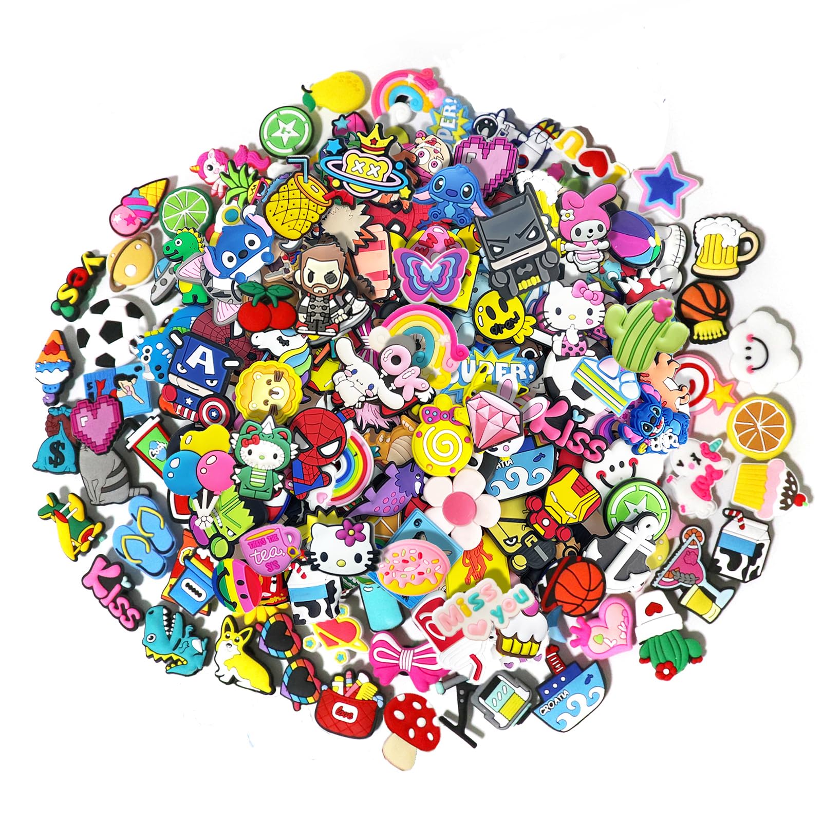 35,50,100 Pcs Random PVC Shoe Charms,Garden Shoes Cute Shoe Charms Wristband Bracelet Decoration with Different Designs Shape for Girls,Boys and Adult Party Gift(35)