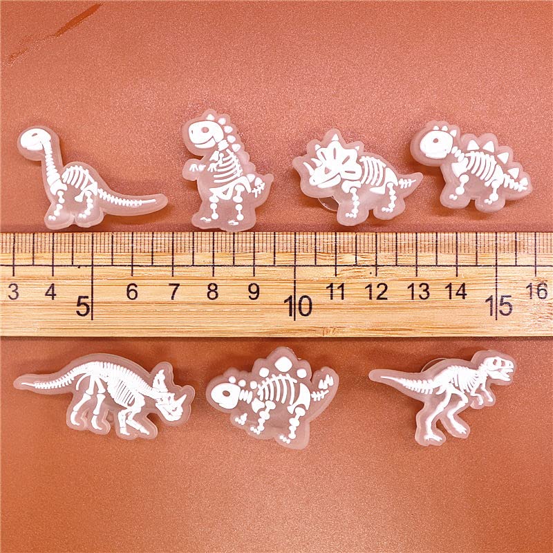 pequano 14 PCS luminous Dinosaur Shoe Charms Decoration, PVC Pins Decoration for Shoes Bracelets Dinosaurs Themed Party Favor