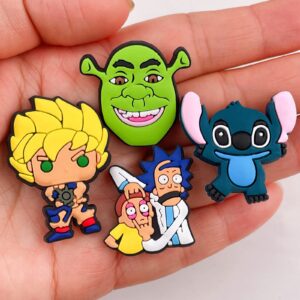 30 Pack Random Cartoon Anime Croc Charms Bulk Pins for Crock Boys Girls, Cute Cartoon Kids Toddler Croc Charms Bracelet Accessories for Wristband Decoration.