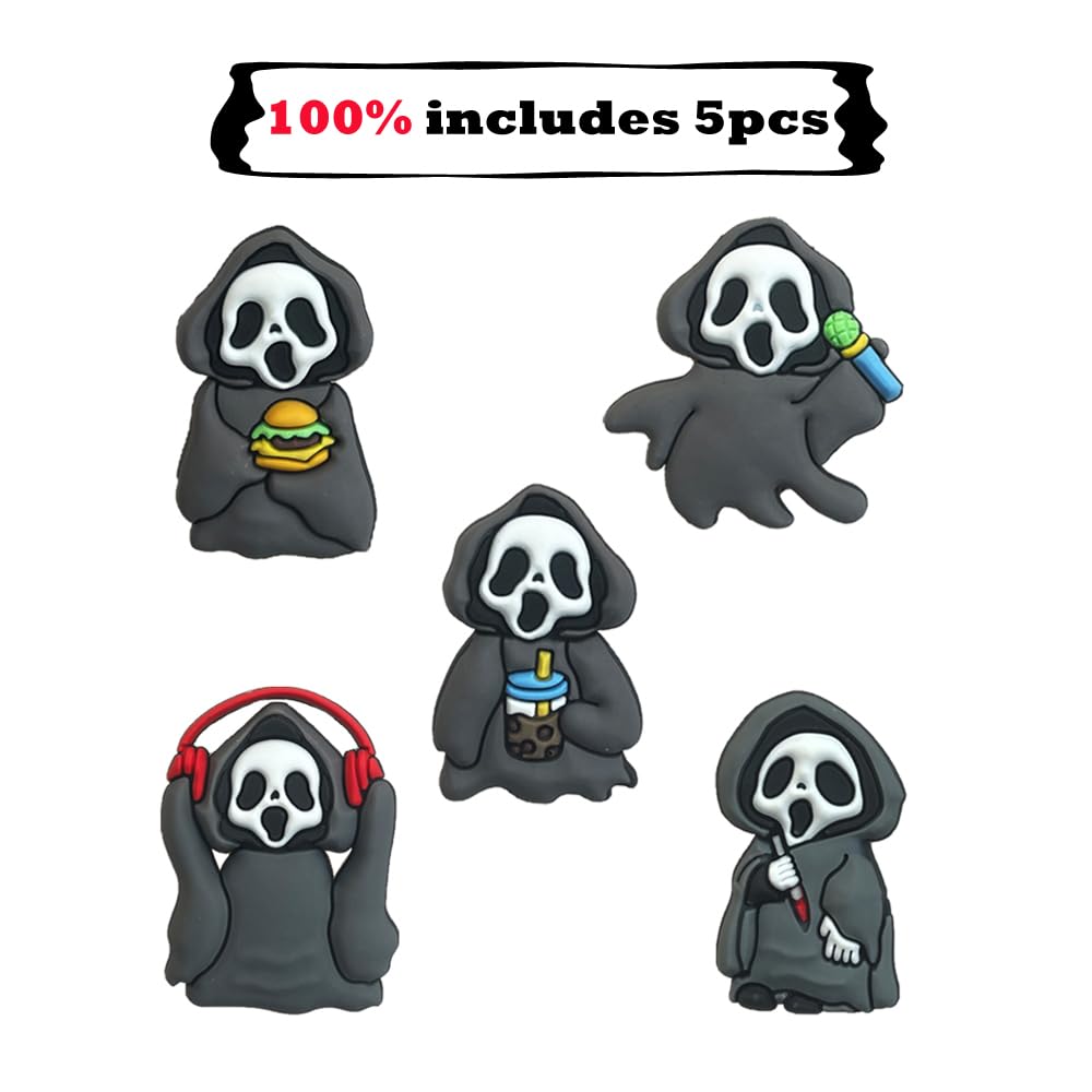 Cutest-LittleBell 35Pcs Skull Horror Shoe Charms Decorations,Thriller Cool Charms for Boys,Girls,Teens and Adult, Shoe Charms Accessories Party Gifts