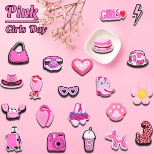 GAKSK 100 pcs Shoe Charms Cute Shoe Decoration Charms for Girls Women Not Random 100 pcs Pink Different Shoes Charm Kids Gift