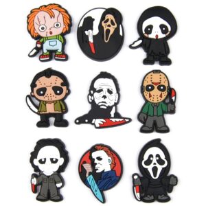 XQNB PVC Shoe Charms Horror Movie Halloween Shoe Decorations Accessories Fit Kids Girl Boys Adults Party Favor Gifts