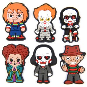 XQNB PVC Shoe Charms Horror Movie Halloween Shoe Decorations Accessories Fit Kids Girl Boys Adults Party Favor Gifts
