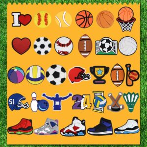 Letters Numbers and Sports Charms for Clog Shoe Decoration, Basketball Baseball Hockey Softball Soccer Football Gift for Boys Kids Teens and Adults