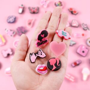 35Pcs Pink Shoe Charms for Women Girls, Cute Shoe Decoration Charms for Teens Kids Adults, Shoe Accessories Party Favors Birthday Christmas Gifts