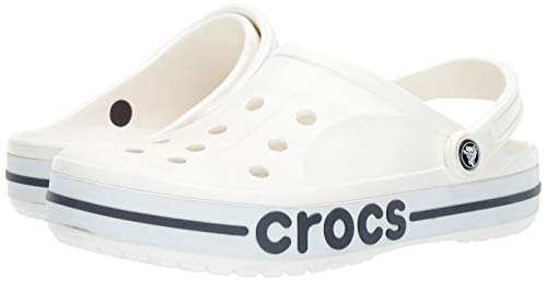 Crocs Unisex-Adult Bayaband Clogs, White/Navy, 8 Men/10 Women