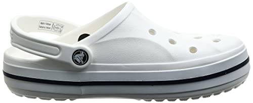 Crocs Unisex-Adult Bayaband Clogs, White/Navy, 8 Men/10 Women