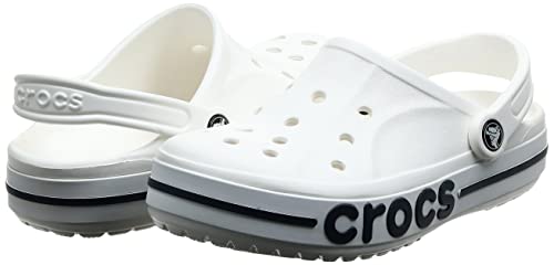 Crocs Unisex-Adult Bayaband Clogs, White/Navy, 8 Men/10 Women