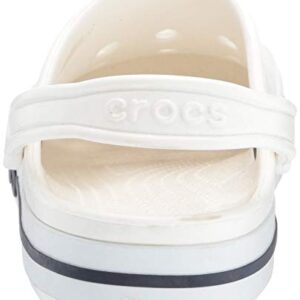 Crocs Unisex-Adult Bayaband Clogs, White/Navy, 8 Men/10 Women