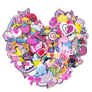 35,50,100Pcs Random Shoe Charms for Girls Cute PVC Shoes Accessories Charms,Lovely Charms Kawaii Pink Charms Shoe Decorations & Bracelet Wristband Party Gifts (35)