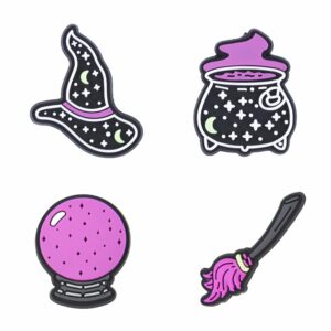 Witch Croc Charms Purple Magical Shoe Decoration Charms for Women Kids Boys Girls Clog Accessories Charms Birthday Party Gift