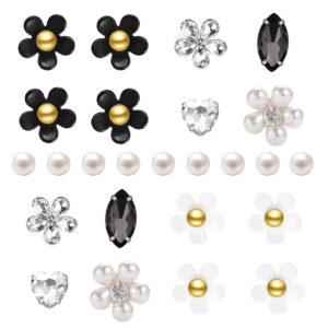 NEVEGE Flower Shoe Charms 25Pcs Shoe Charms Flower Crystal Rhinestone Pearl Flower Shoe Decoration Cute Shoe Charms for Girls Women