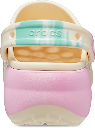 Crocs Women's Classic Graphic Platform Clogs, Platform Shoes, Vanilla/Multi, 8 Women