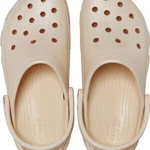 Crocs Women's Classic Platform Glitter Clog, Vanilla, 8