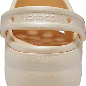 Crocs Women's Classic Platform Glitter Clog, Vanilla, 8