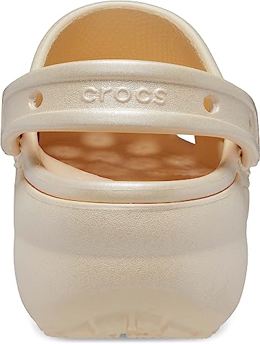 Crocs Women's Classic Platform Glitter Clog, Vanilla, 8