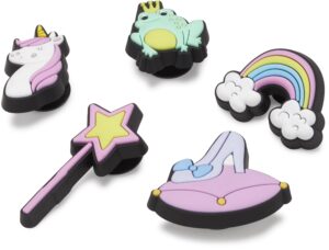 crocs unisex's jibbitz shoe unicorn multi, animal charms, princess pack, 5 pack