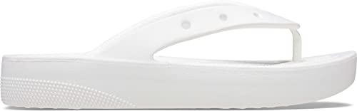 Crocs Women's Classic Flip Flops, Platform Sandals, White, Numeric_9