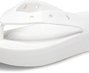 Crocs Women's Classic Flip Flops, Platform Sandals, White, Numeric_9