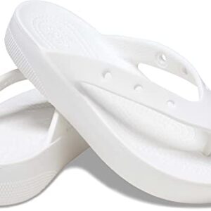 Crocs Women's Classic Flip Flops, Platform Sandals, White, Numeric_9