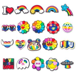 DimiGlobal 20Pcs shoe charms for Kids Cute Flower Shoe Charms for Girls and Women Girly Shoe Decoration Party Favor shoes charms Pins Accessories Party Gifts (20)