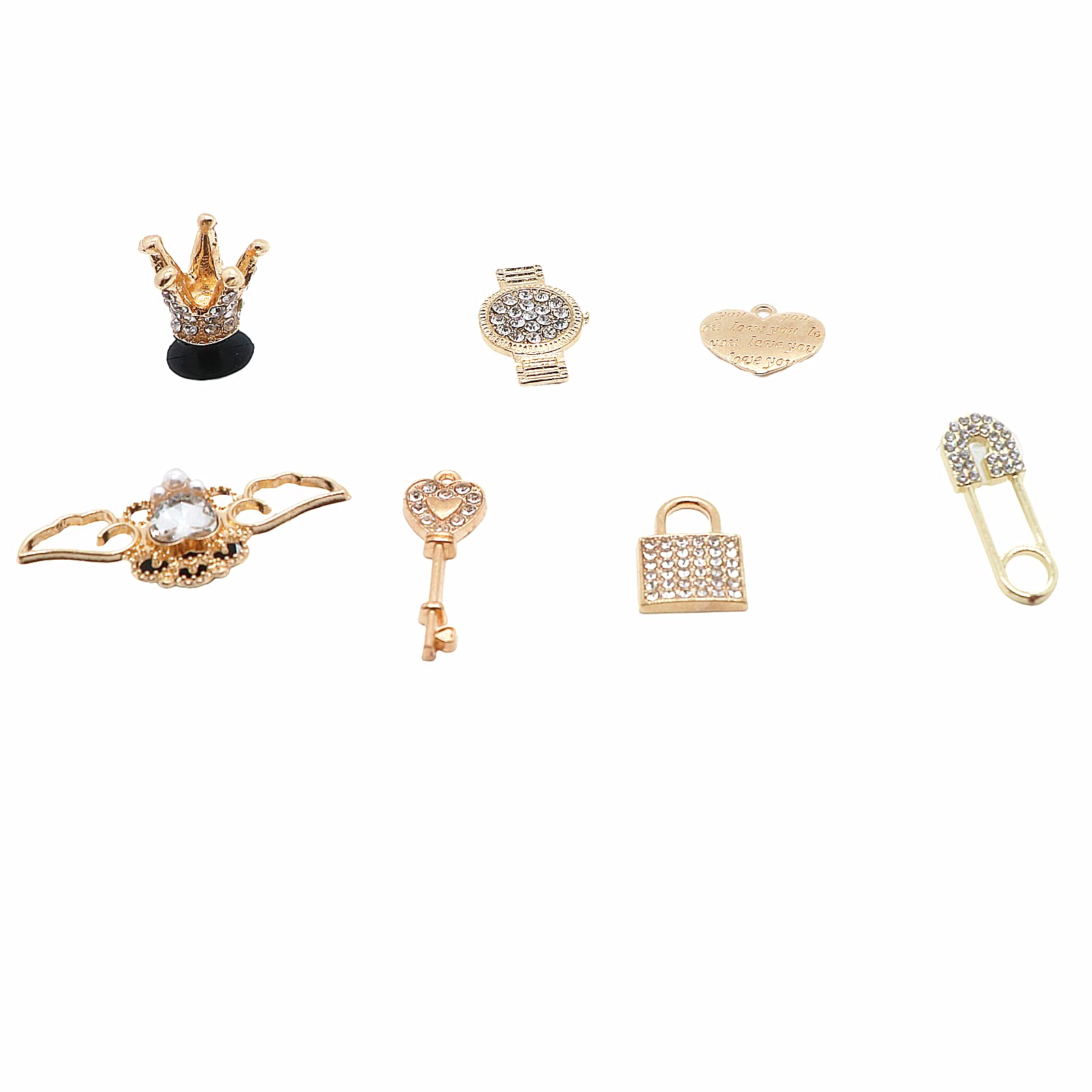 Shoe Charms for Clog Shoes Charms with Rhinestone Fashion Gold Crown Shoe Decoration Charms For Women Girls