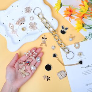 22PCS Gold Bling croc Jewelry Shoes Charms Diamond Rhinestone with Chains Accessories Decoration for Girls Women