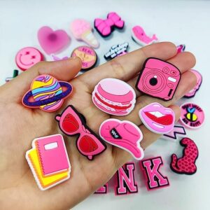 Veramz 37Pcs Pink Shoe Charms for Girls Women - Shoe Charms for Clog Decoration, Shoes Charms Slides Sandals Clog, Cute Shoe Accessories for Teens Girls and Women for Bracelets Party Favors