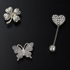 Rhinestone Bling Decoration Charms, Diamond Trend Designer Luxury Cute Jewelry Shoe Accessories for Women Girl Gifts(Gold)