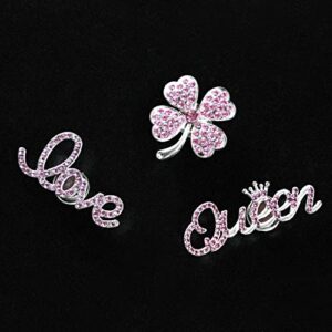 Bling Chain Charms for Clog Shoes Decoration, Luxury Rhinestone Cute Diamond Bear Love Flower Butterfly Crown Designer Jewelry Shoe Accessories for Women Girls Adults Gifts (Pink)