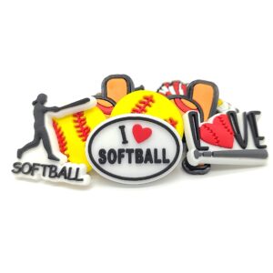 lovinglove Sports Shoe Charms for Clog Shoe Decoration,Baseball Volleyball Softball Soccer Football Basketball Hockey Shoe Charms Accessories Pack for Boy Girl Women Men (softball 14)