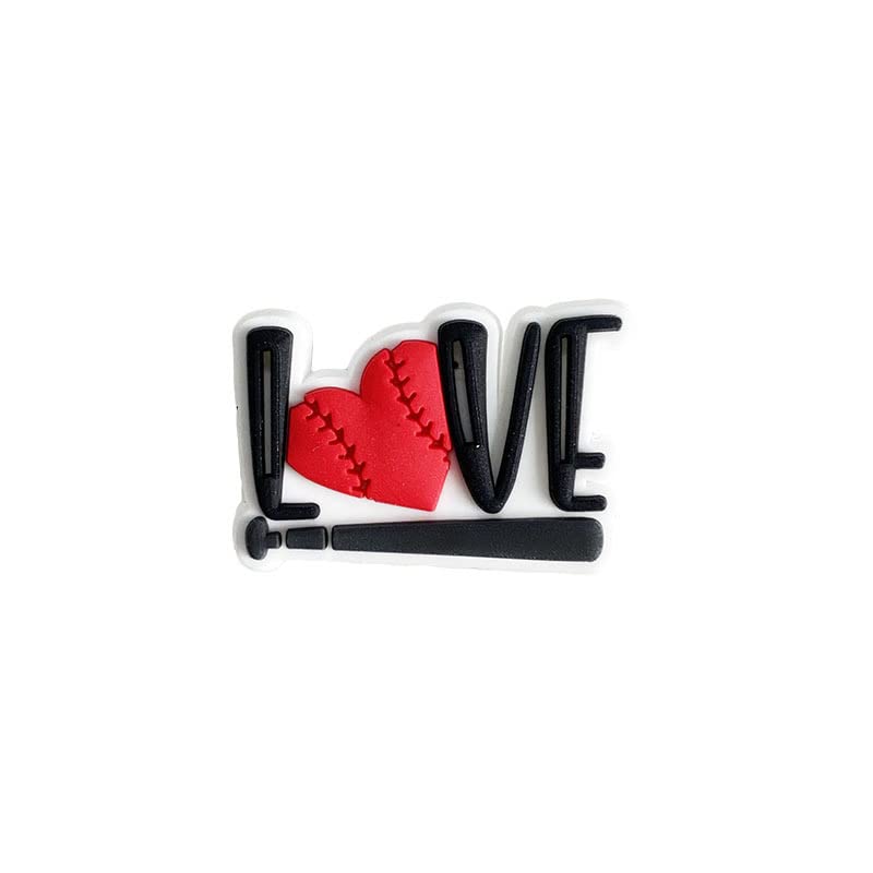 lovinglove Sports Shoe Charms for Clog Shoe Decoration,Baseball Volleyball Softball Soccer Football Basketball Hockey Shoe Charms Accessories Pack for Boy Girl Women Men (softball 14)