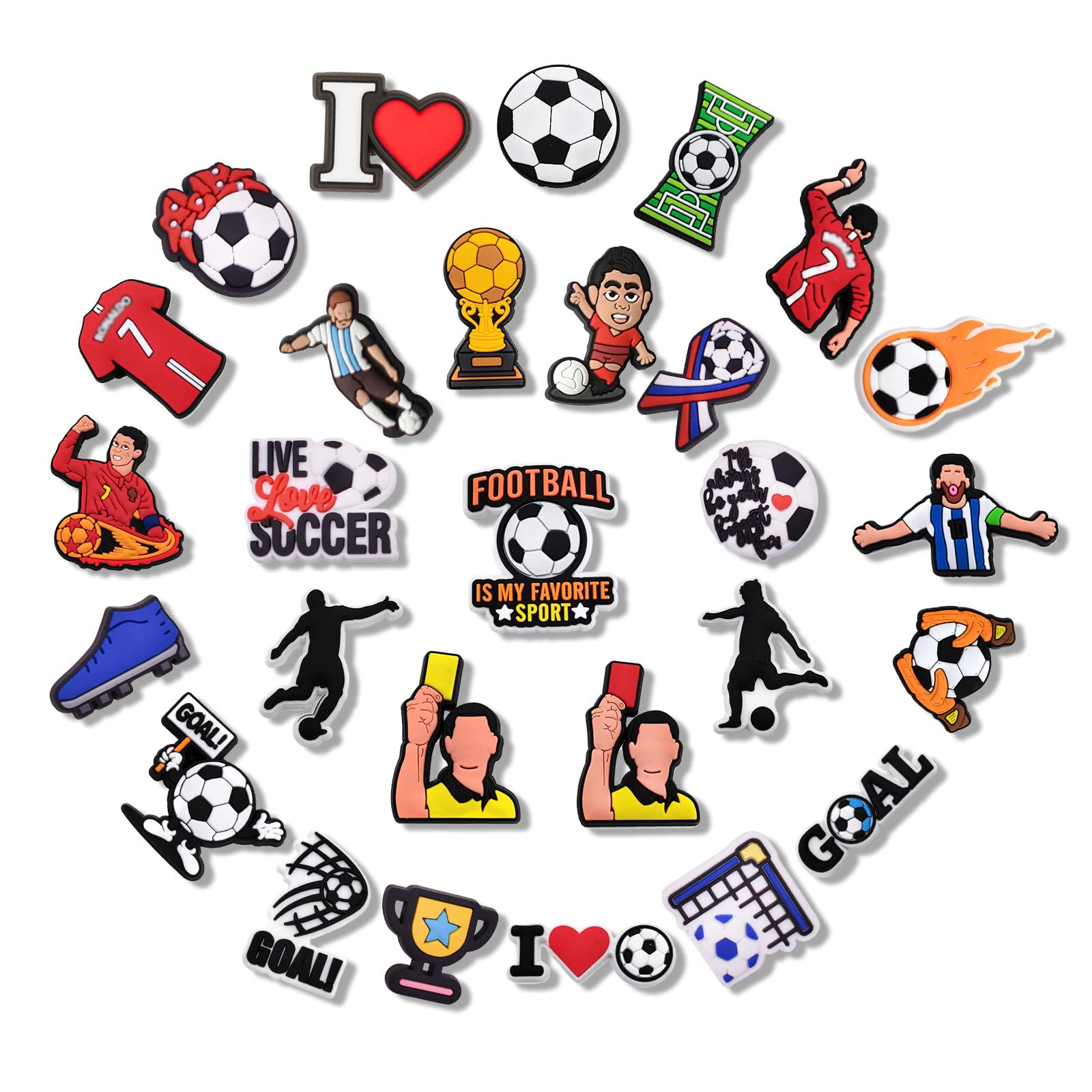 battega 28Pcs Soccer Shoe Charms Football Shoe Charms Sports Shoe Charms for Boys Shoe Pins for Girls Shoe Charms for Clog Shoe Decoration for Teens Adults Gifts