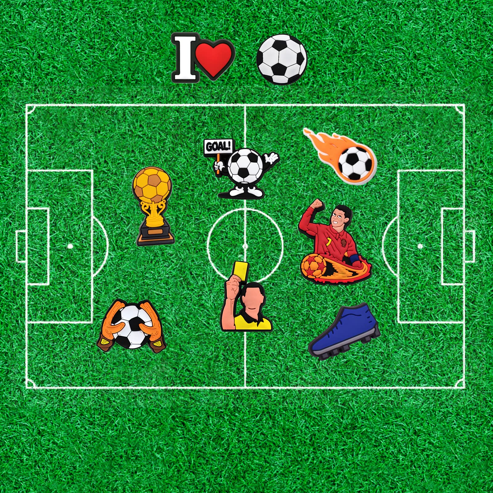 battega 28Pcs Soccer Shoe Charms Football Shoe Charms Sports Shoe Charms for Boys Shoe Pins for Girls Shoe Charms for Clog Shoe Decoration for Teens Adults Gifts